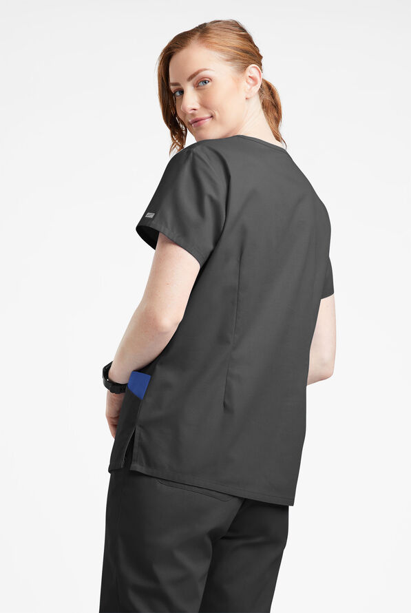 Butter-Soft Originals Women's 7-Pocket Rounded V-Neck Scrub Top - Black/Galaxy - 3