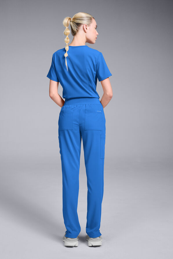 Hypothesis Women's Base 7-Pocket Straight Leg Cargo Scrub Pant - Petite - Royal - 2