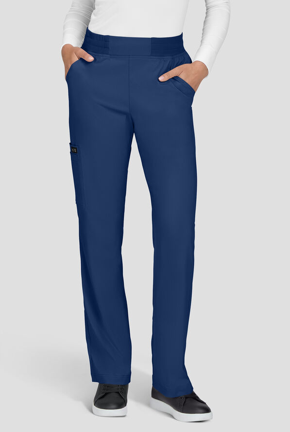 koi Basics Wrenlee Women's 6-Pocket STRETCH Bootcut Scrub Pants - Navy - 1
