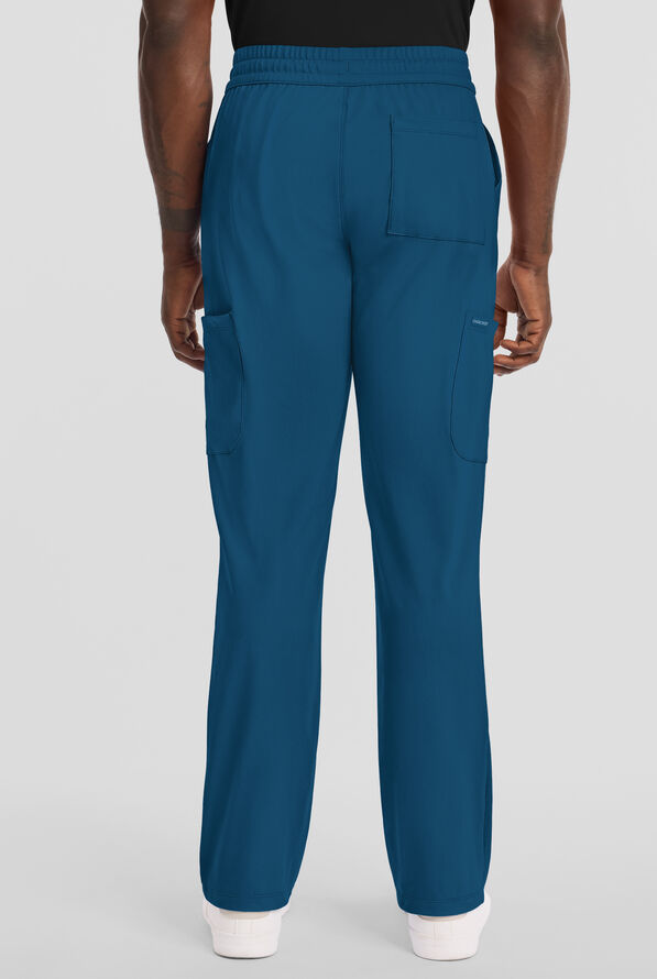 Cherokee Achieve Men's 5-Pocket STRETCH Straight Leg Cargo Knit Scrub Pants - Caribbean Blue - 4