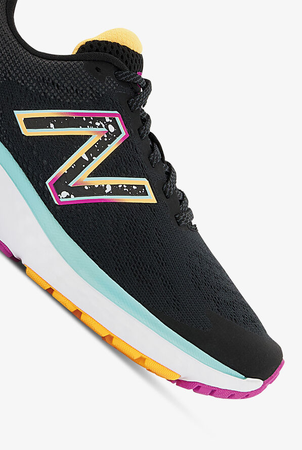 New Balance Women's Fresh Foam 680v7 Black/Surf/Lemonade Athletic Lace Up Nursing Shoes - null - 3