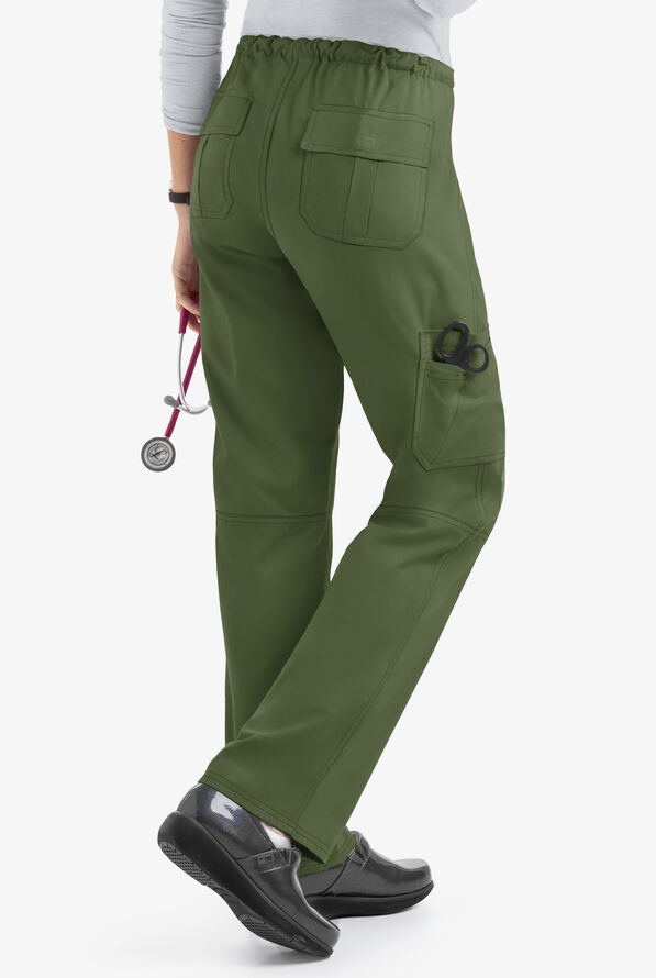 Pantal&oacute;n m&eacute;dico Butter-Soft Core by UA&trade; Tall con cord&oacute;n y 6 bolsillos para mujer - Olive - 3