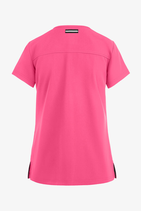 koi Next Gen Hustle and Heart Women's 3-Pocket STRETCH V-Neck Scrub Top - Geranium - 2