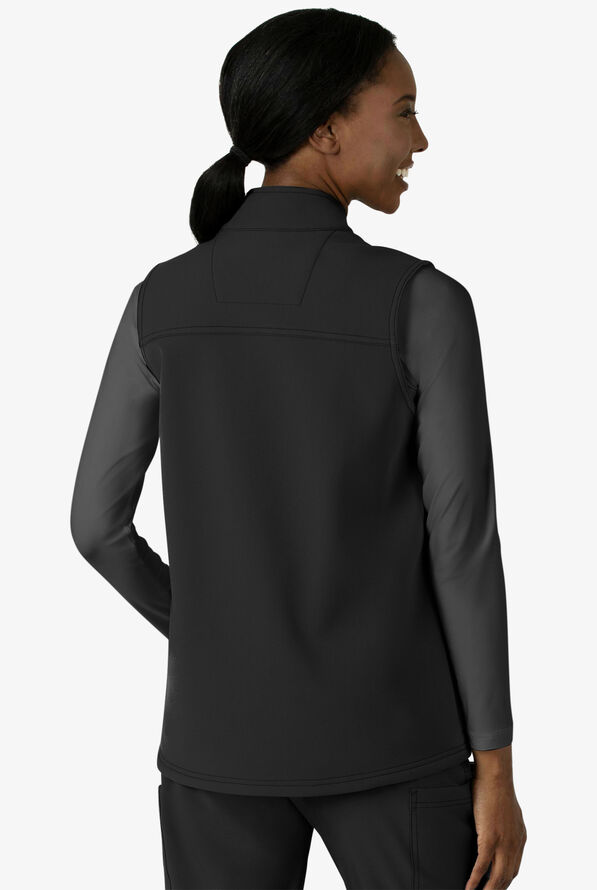 Carhartt Force Rugged Women's 6-Pocket Bonded Fleece STRETCH Utility Zip Front Scrub Vest - Black - 4