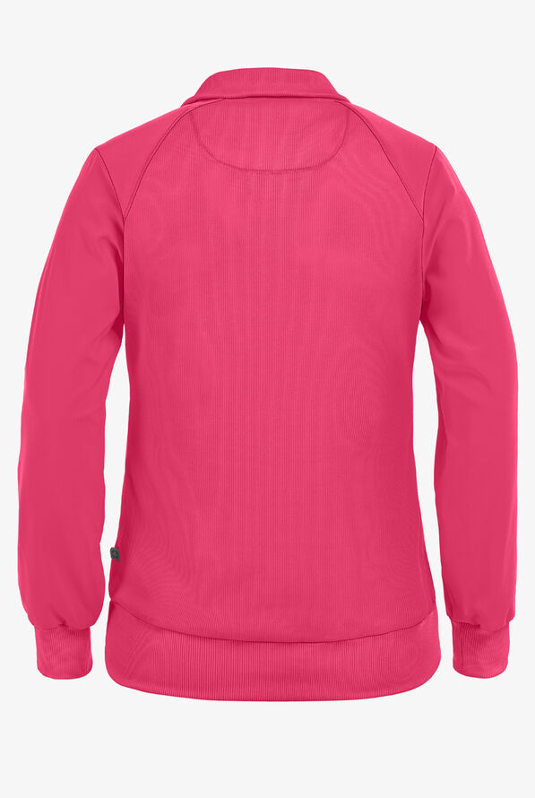 Infinity Women's 2-Pocket STRETCH Warm-Up Scrub Jacket - Carmine Pink - 3