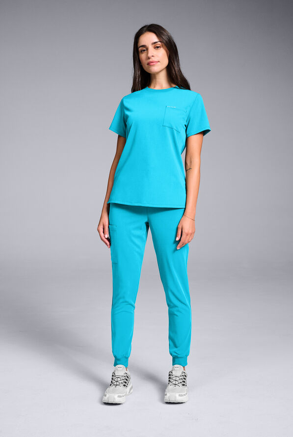 Hypothesis Women's Base Crew-Neck Tuck-In Scrub Top - Turquoise - 5