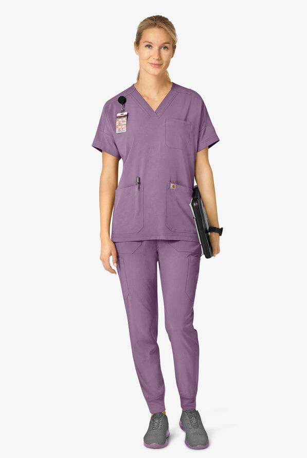 Carhartt Cross-Flex Force Women's 8-Pocket STRETCH Knit Cuff Cargo Jogger Scrub Pants - Petite - Lavender Mist - 4