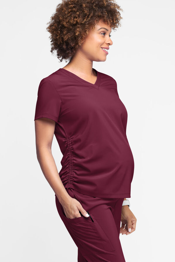 Blusa médica de maternidad Easy STRETCH Tori con espalda de malla refrescante para mujer - Wine - 2
