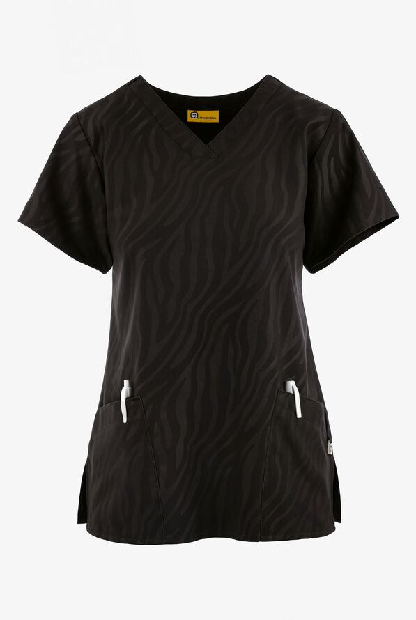 WonderWink Zamouflage Animal Print Women's 2-Pocket STRETCH V-Neck Print Scrub Top - null - 1