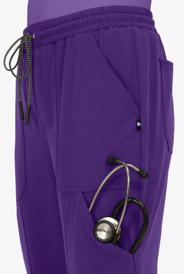 koi Next Gen Good Vibe Women's 7-Pocket STRETCH Jogger Scrub Pants - Grape - 2