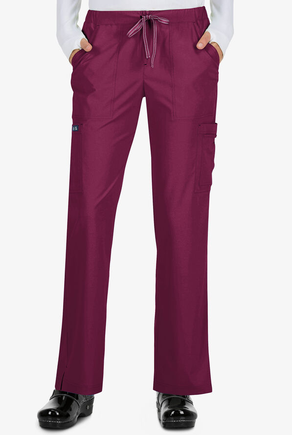Pantalón médico koi Basics Holly petite estilo cargo con 8 bolsillos para mujer - Wine - 1