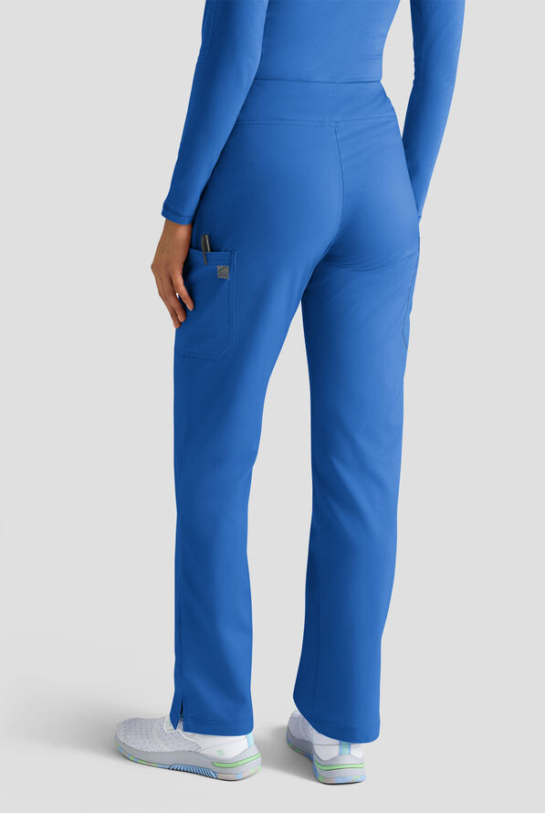 Butter-Soft STRETCH Women's 4-Pocket Knit Waistband Yoga Scrub Pants - Tall - Royal - 2