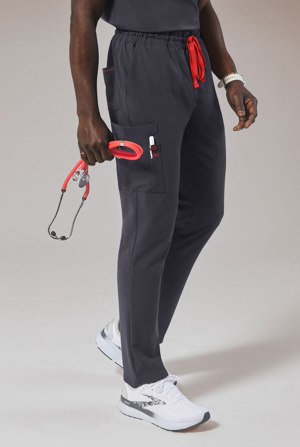 Hypothesis (RED) Men's 8-Pocket STRETCH Straight Leg Cargo Scrub Pant - Pewter - 5