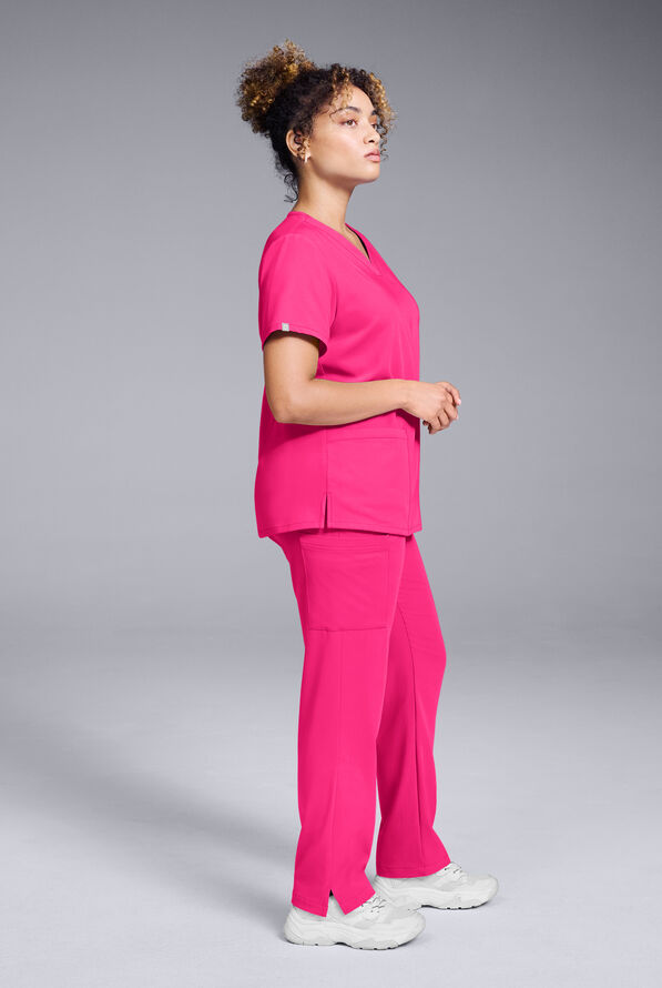 Blusa médica Hypothesis Base con cuello en V y 3 bolsillos para mujer - Reactive Pink - 4