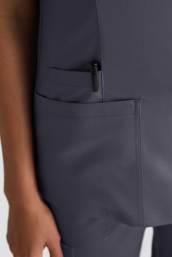 Butter-Soft STRETCH FLXTEK+ Women's 3-Pocket Crew Neck Scrub Top - Pewter - 3