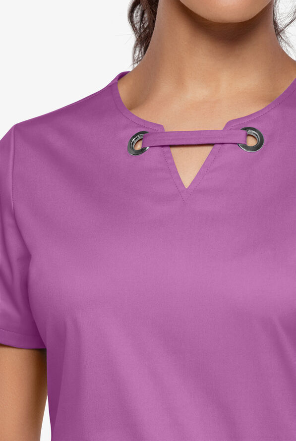 Blusa m&eacute;dica UA Butter-Soft STRETCH con ojales y 4 bolsillos para mujer - Orchid - 3