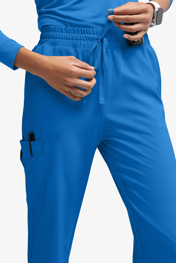 Easy STRETCH Naya Women’s Natural Waist 6-Pocket Straight Leg Scrub Pants - Petite - Royal - 3