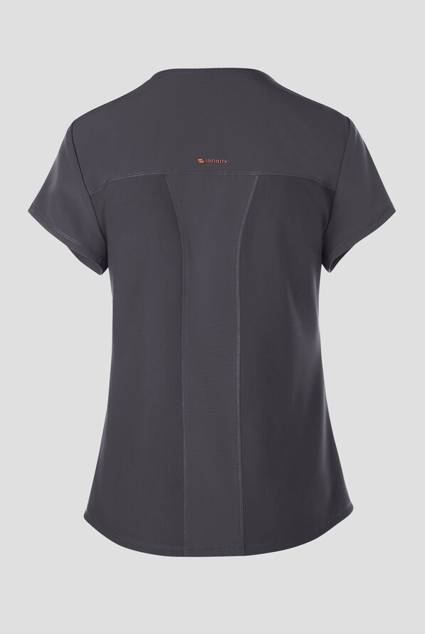 Infinity GNR8 Women's 2-Pocket STRETCH Collar Wrap Scrub Top - Pewter - 2