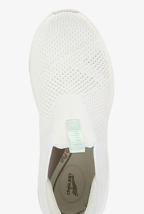 Dansko Women's Pep White Knit Athletic Lace Up Shoes - White - 2