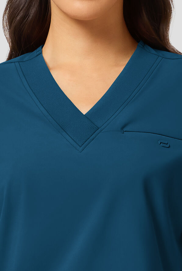 Blusa m&eacute;dica Infinity PURSUIT STRETCH con mangas dolm&aacute;n y 1 bolsillo para mujer - Caribbean Blue - 2