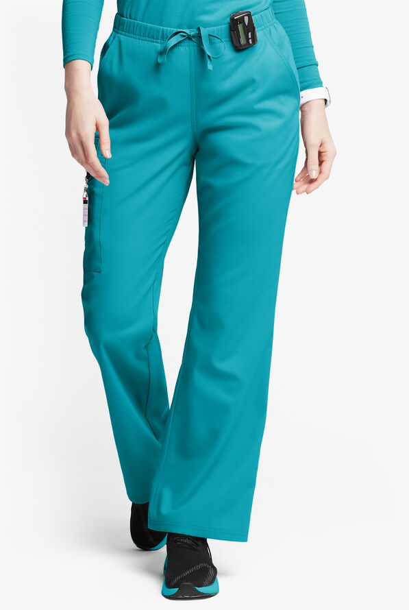 Butter-Soft Originals Women's 6-Pocket Mid Rise Flare Leg Scrub Pants - Teal - 1