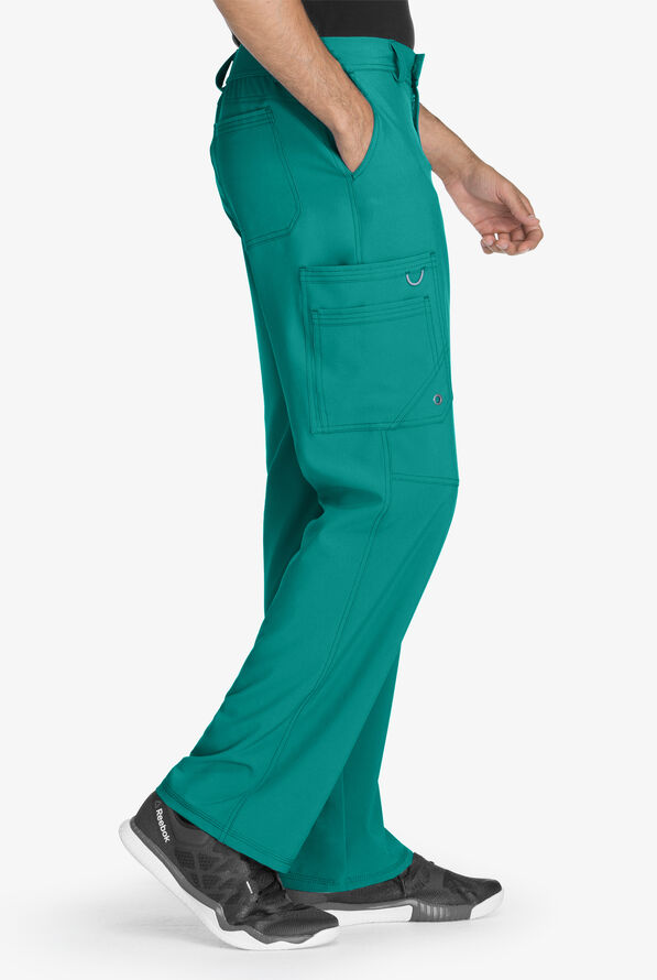 Infinity Men's 5-Pocket STRETCH Tapered Leg Cargo Scrub Pants - Teal - 3