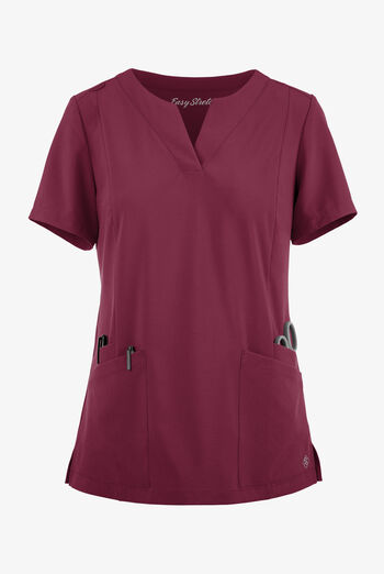 Easy STRETCH Chrisette Women's 4-Pocket with Feminine Neck Detail Scrub Top