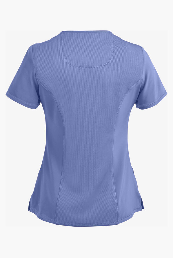 Infinity Women's 4-Pocket STRETCH Mock Wrap Scrub Top - Ceil Blue - 3