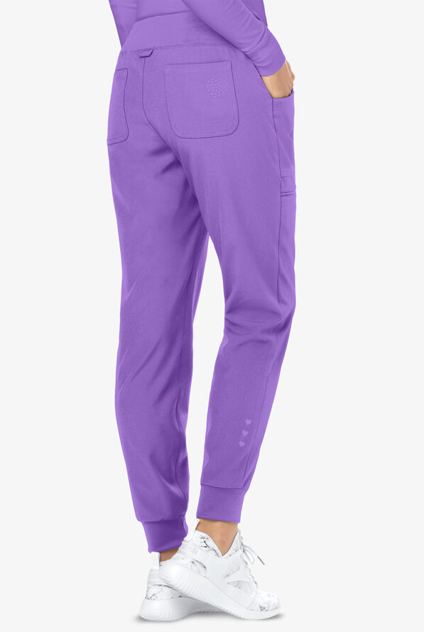 heartsoul Scrubs Break On Through Women's 6-Pocket STRETCH Elastic Cuff Jogger Scrub Pants - Lavender Sparkle - 2