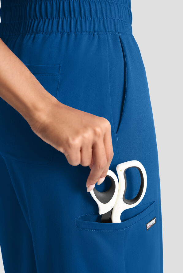 Grey's Anatomy by Barco Emerge Emerson Women's 5-Pocket STRETCH High-Rise Wide Leg Scrub Pants - Royal - 4