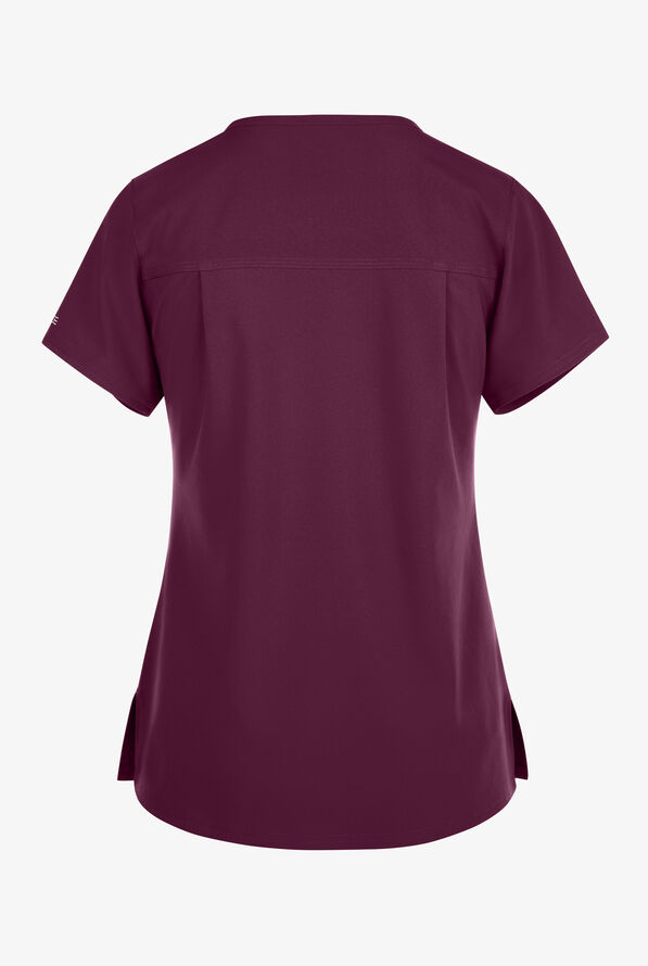 Carhartt Cross-Flex Force Women's 1-Pocket STRETCH Knit Panel Tuck In Scrub Top - Wine - 2