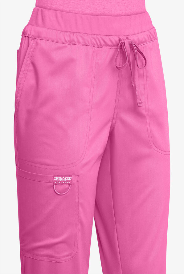 Cherokee Workwear Revolution Women's 5-Pocket STRETCH Drawstring Cargo Scrub Pants - Sweet Berry - 3