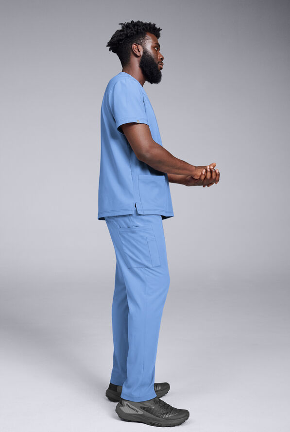 Hypothesis S-R Shift Ready Men's 4-Pocket V-Neck Scrub Top - Ceil Blue - 3