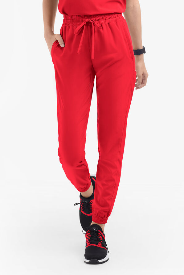 Easy STRETCH Kourtney Women's 5 Pocket Modern Slim Leg Jogger Scrub Pants - Petite - Atomic Red - 2