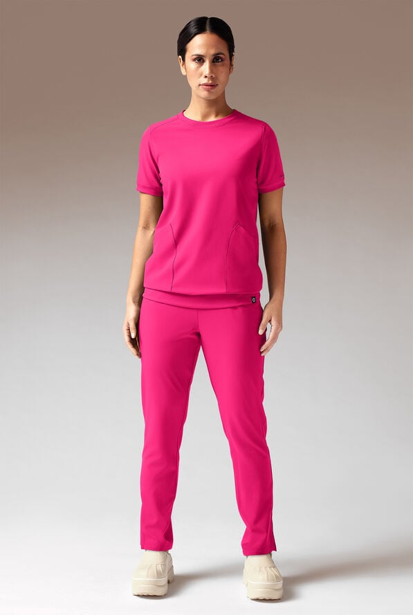 Blusa médica Hypothesis Kentica con cuello redondo y 4 bolsillos para mujer - Reactive Pink - 2