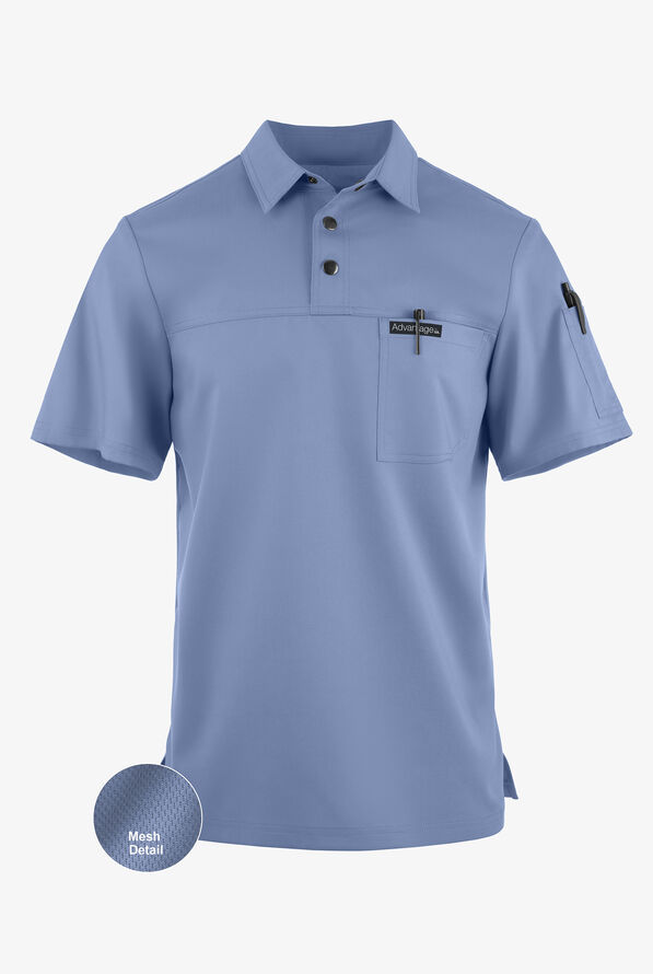 Advantage STRETCH Men's 3-Pocket Short Sleeve Polo with Back Air-Mesh Panels - Ceil Blue - 1