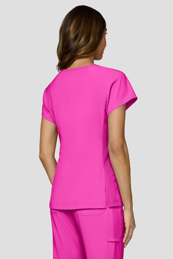 koi Lite&trade; Lilias Women's 2-Pocket Sweetheart Notch Neck Scrub Top - Hibiscus - 4