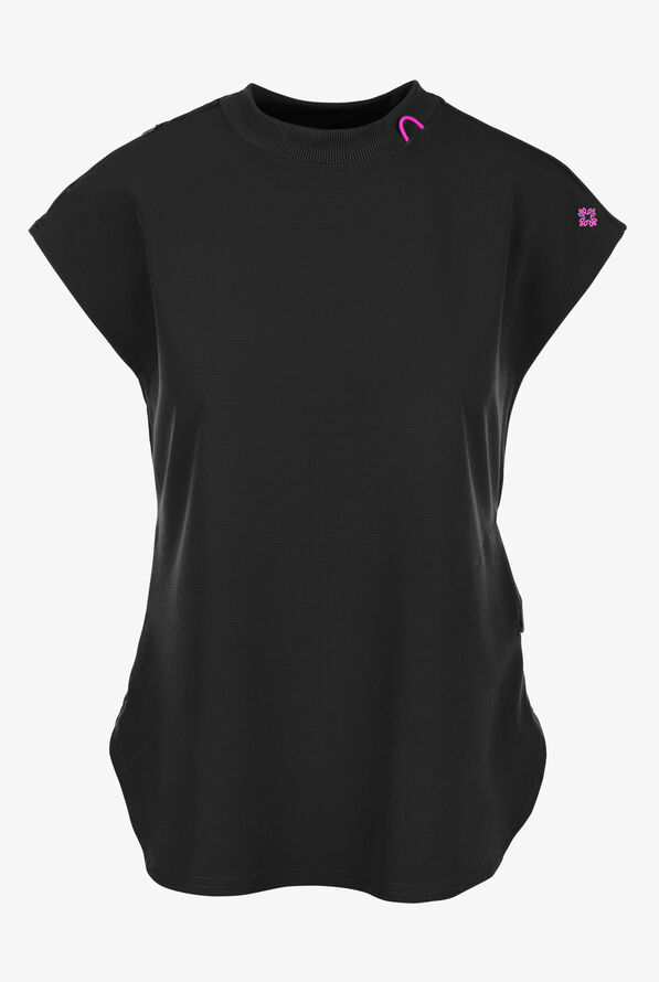 Med Couture Amp Women's 2-Pocket STRETCH Tuck in Dolman Crew Neck Scrub Top - Black - 1