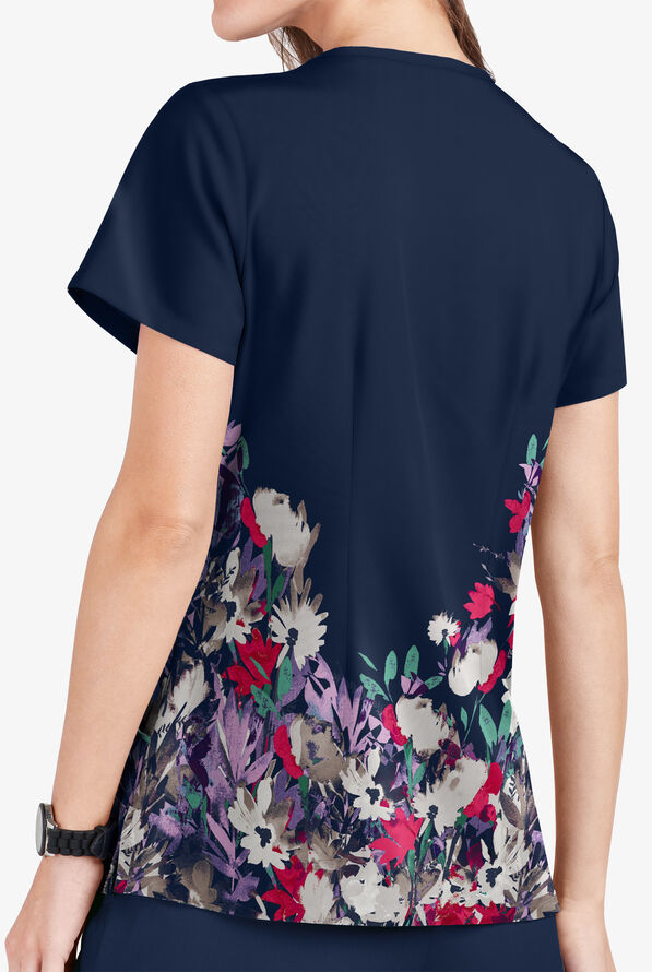 UA Butter-Soft STRETCH Garden Flowers Navy Print Scrub Top - null - 2