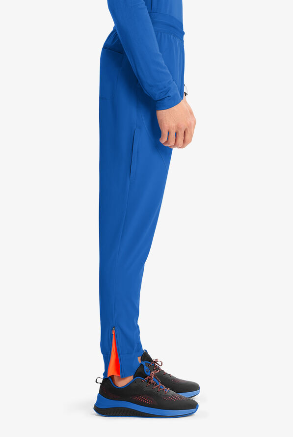 Infinity GNR8 Men's 4-Pocket STRETCH Internal Drawstring Zipper Ankle Vent Cargo Jogger Scrub Pants - Royal/Vivid Orange - 2