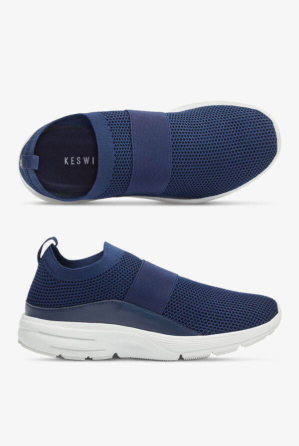 KESWI Women's Navy/White Athletic Slip On Shoes - null - 1