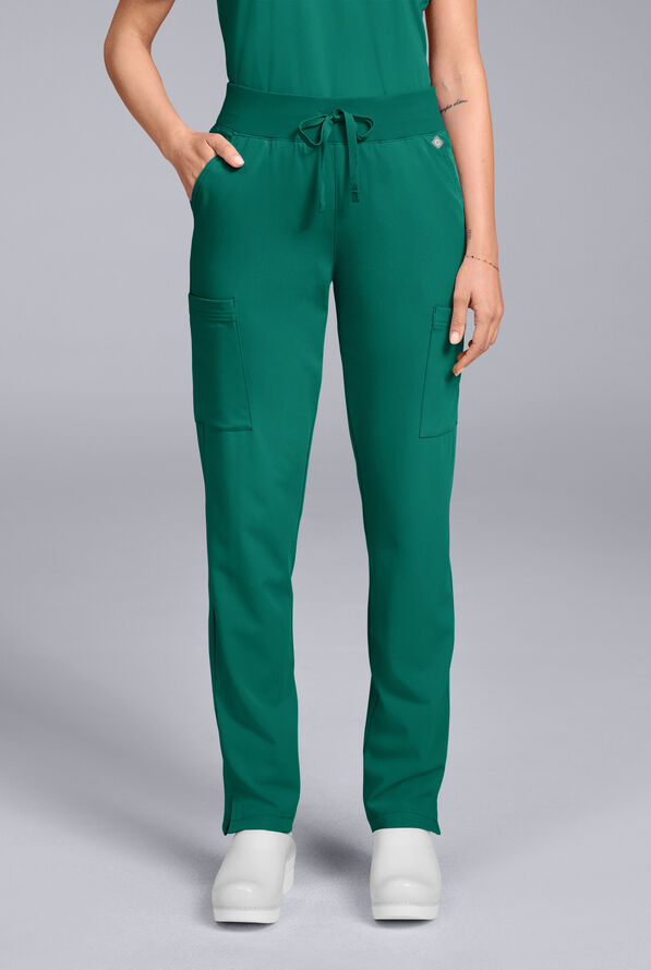 Hypothesis Women's Base 7-Pocket Straight Leg Cargo Scrub Pant - Petite - Hunter - 1