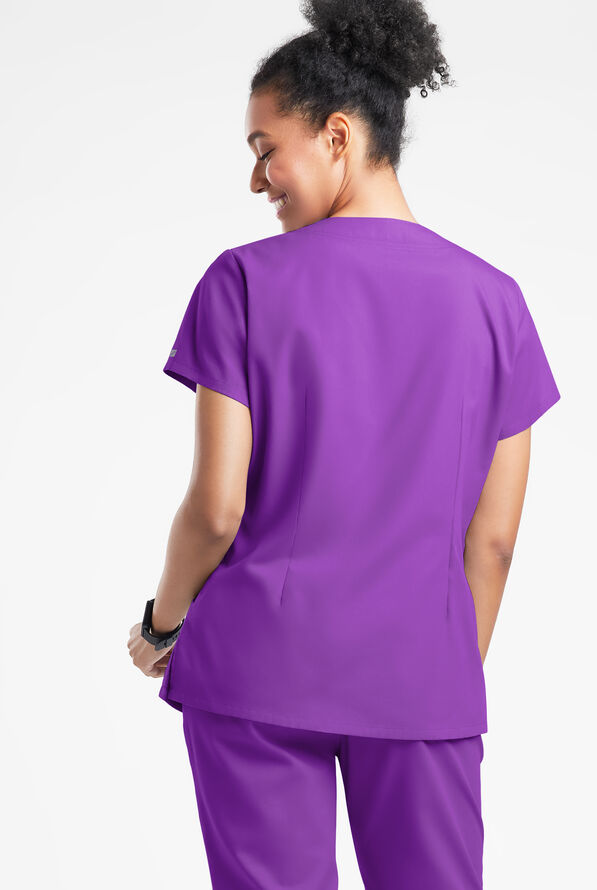 Butter-Soft Originals Women's 6-Pocket Scallop Neck Scrub Top - Wild Plum - 3