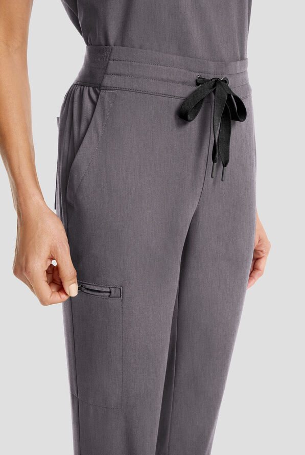 Healing Hands Quest Women's 5-Pocket STRETCH Drawstring Jogger Scrub Pant - Heather Ash - 2