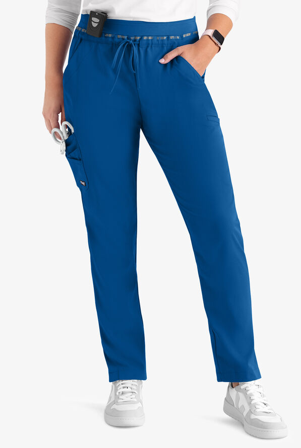 Pantalón médico Grey's Anatomy Spandex STRETCH Serena estilo cargo con 7 bolsillos para mujer - Royal - 1