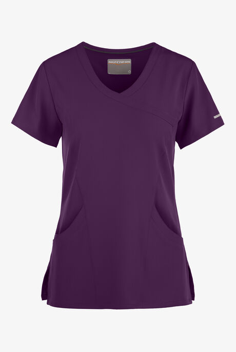 Skechers by Barco Reliance Women's 3-Pocket STRETCH Mock Wrap Scrub Top