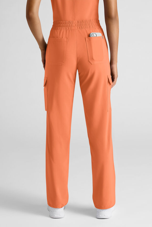 Easy STRETCH Ayo Women's 10-Pocket Cargo Scrub Pants - Petite - Coral Haze - 2
