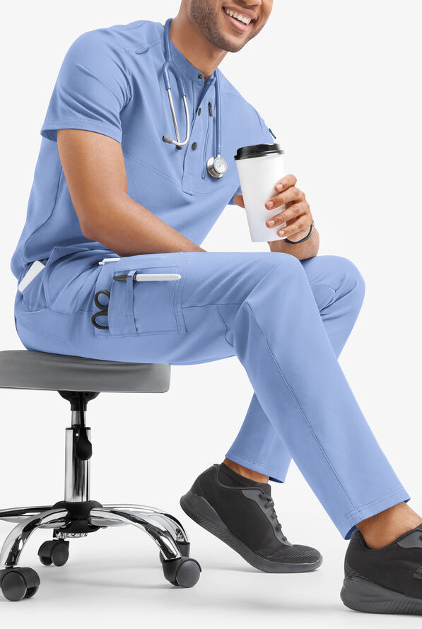 Pantal&oacute;n m&eacute;dico MOVEMENT by Butter-Soft STRETCH Hadar estilo cargo con 9 bolsillos para hombre - Ceil Blue - 4