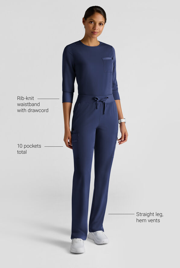 Pantalón médico WhisperLite de estilo moderno con piernas rectas para mujer - Navy - 3