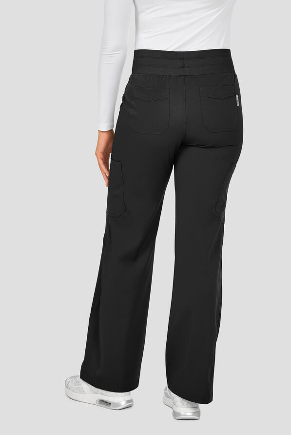 Zavate Ava Therese Avery Women's 6-Pocket STRETCH High Waist Cargo Wide Leg Scrub Pants - Black - 4